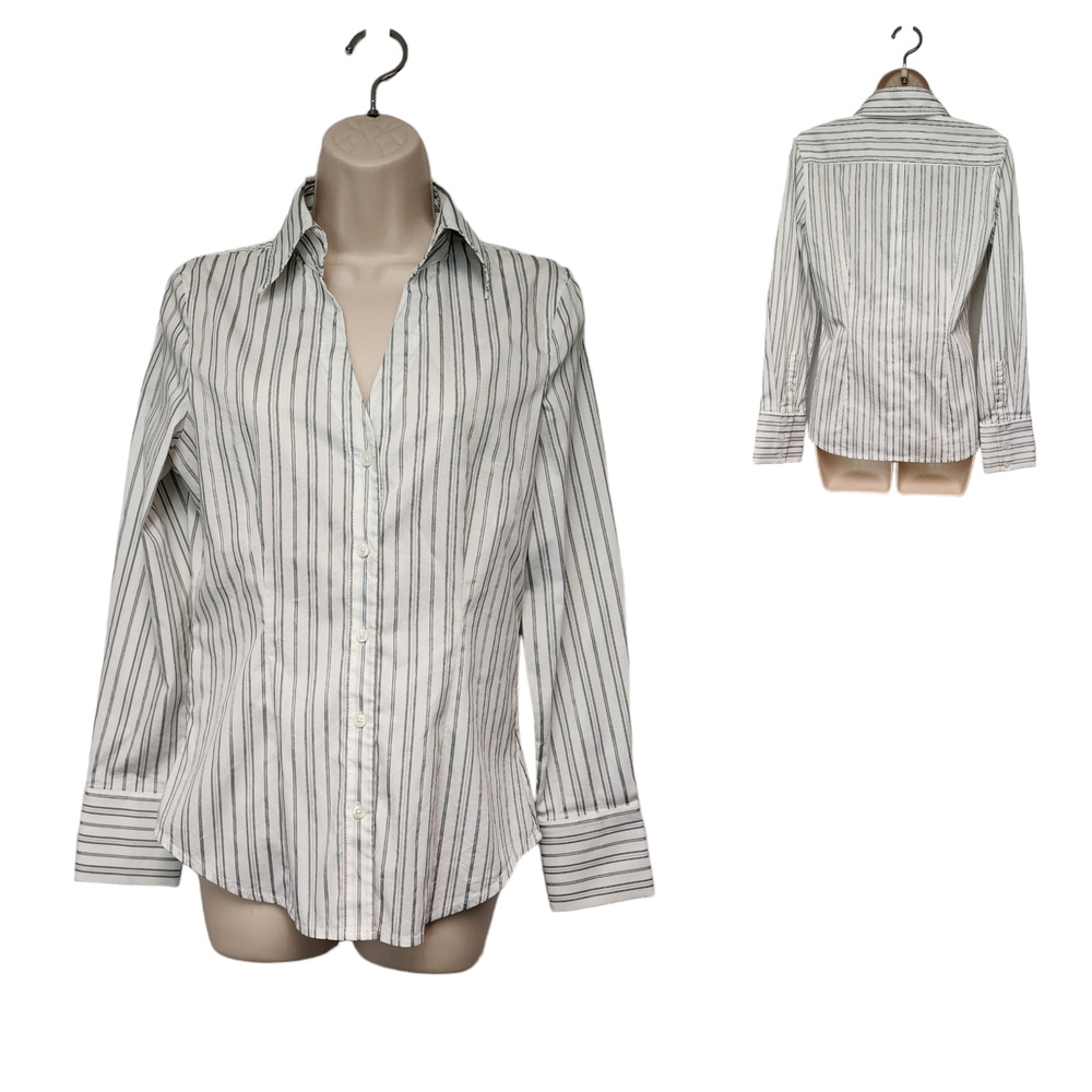 Express Design Long Sleeve Striped Black/White Shirt Size Small